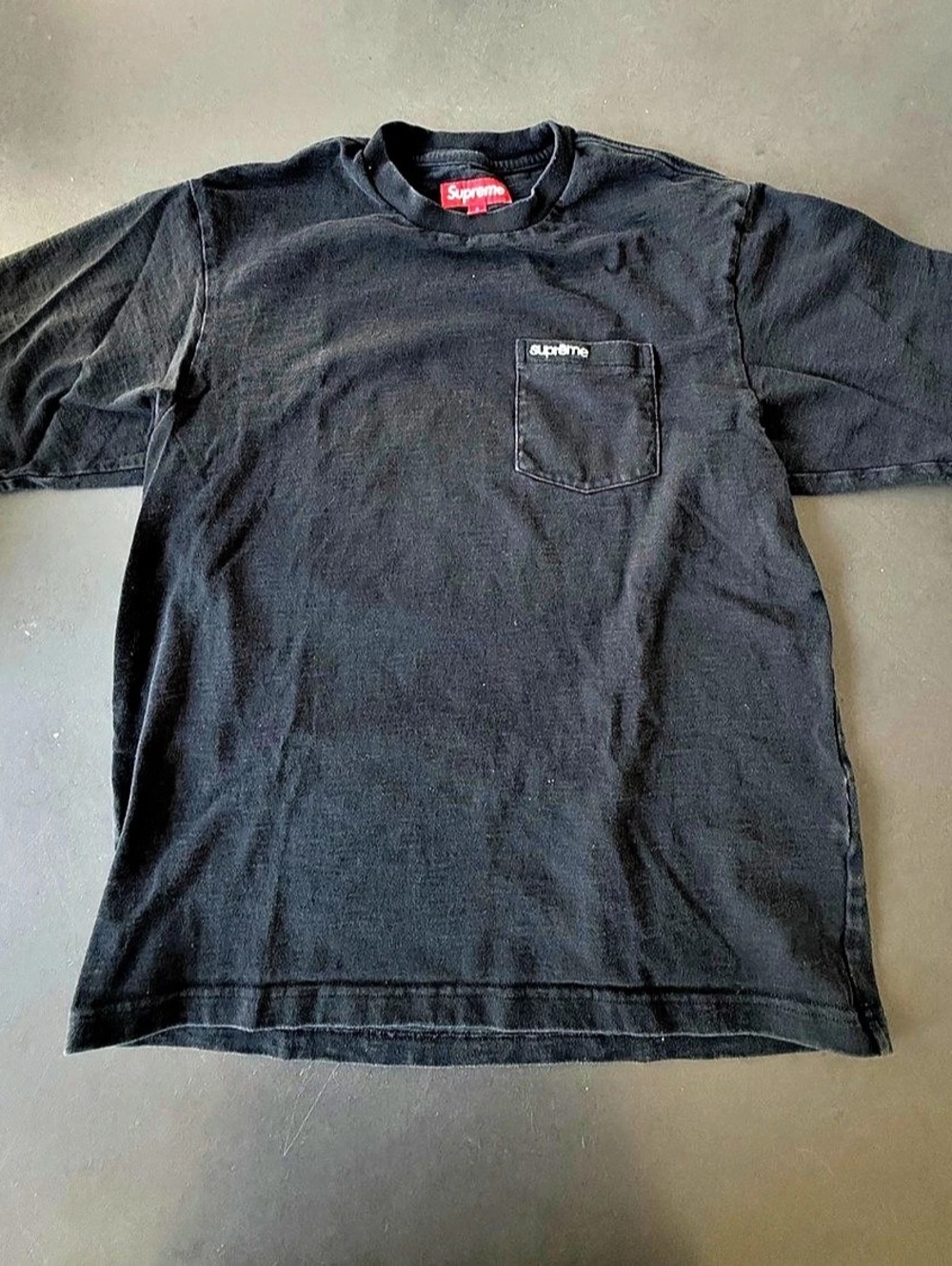Supreme Embroidered Small/Small Pocket Tee Black Size Small